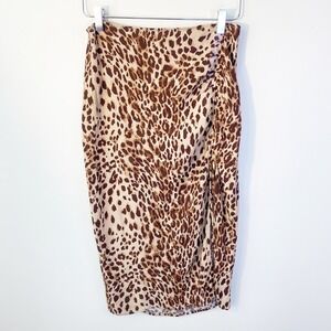 Reformation Prose Midi Skirt side slit animal loepard print